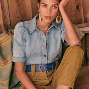 Sezane Blue Button Down Shirt